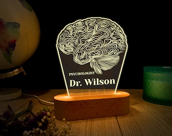 Neurologist Night Light, Personalized Name Gift for Medical Student, Original Psychiatrist Doctor Lamp, Psychologist Acrylic LED Night Lamp