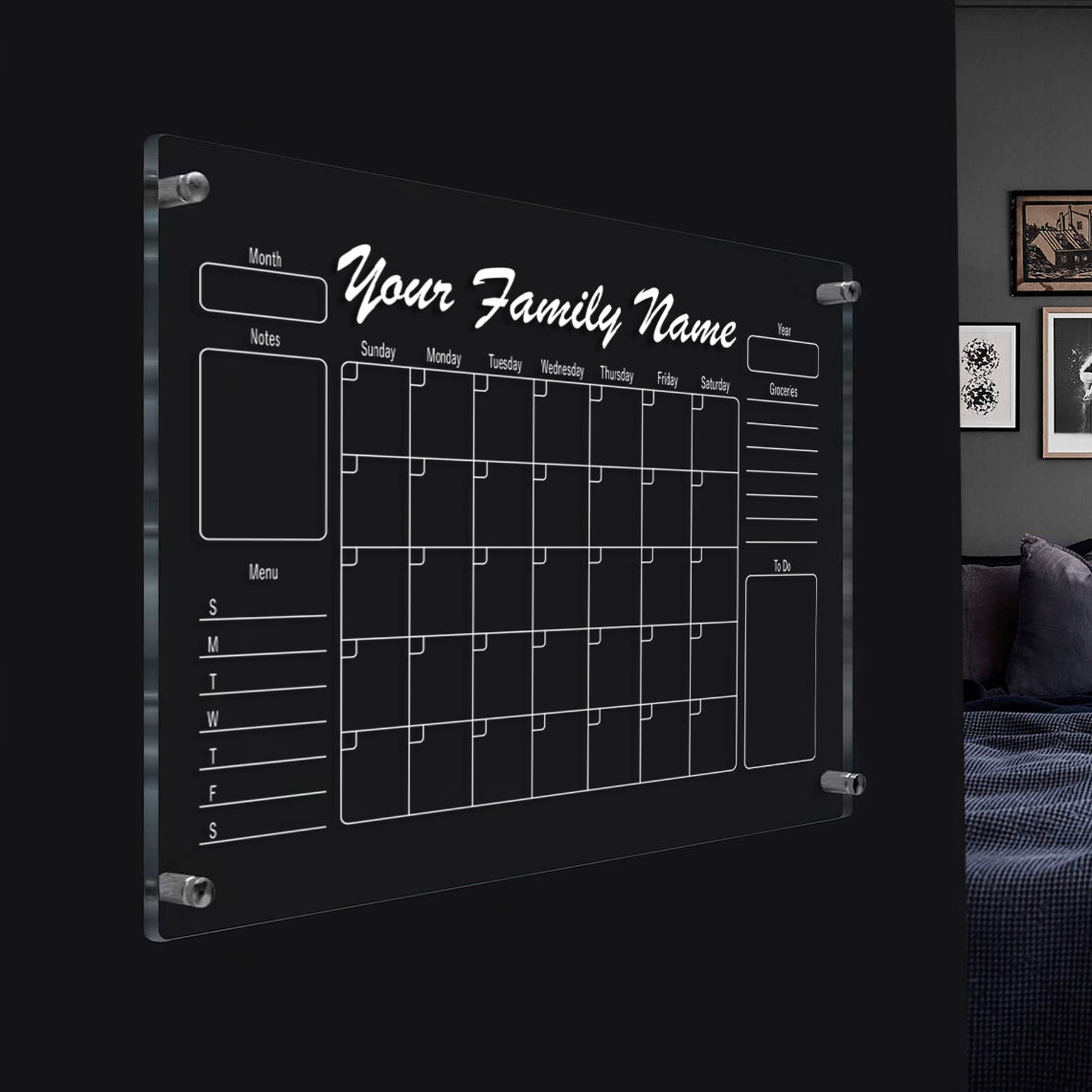 Dry Erase Calendar, Weekly Planner Dry Erase, Acrylic Wall Planner