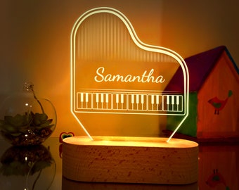 Musical Instruments Night Light, Original Grand Piano LED Lamp, Personalized Name Guitar Lamp, Violin Table Lamp for Gift, Custom Drums Lamp