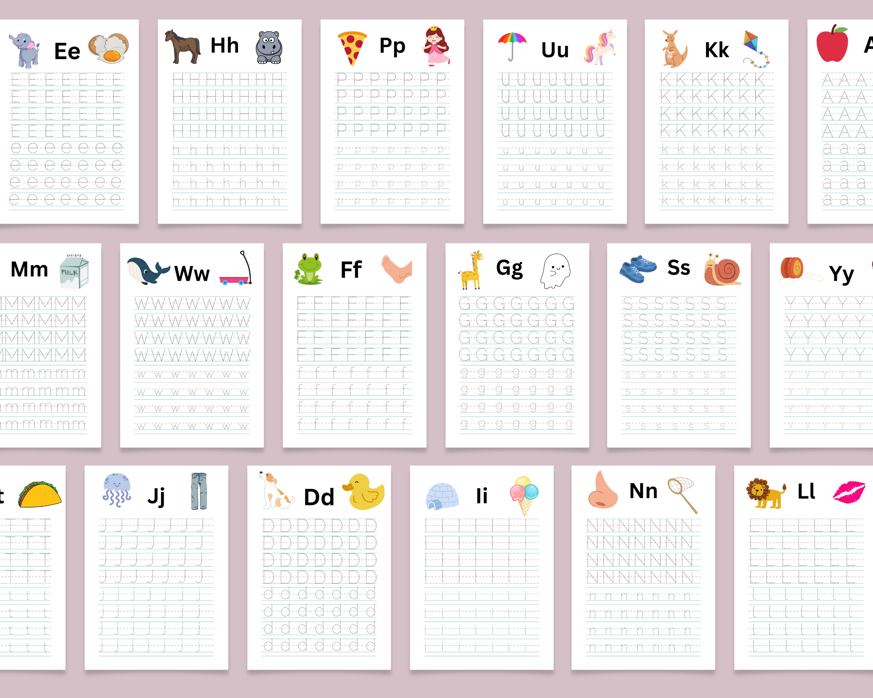 Letter Tracing Kids Worksheet Printable - Etsy