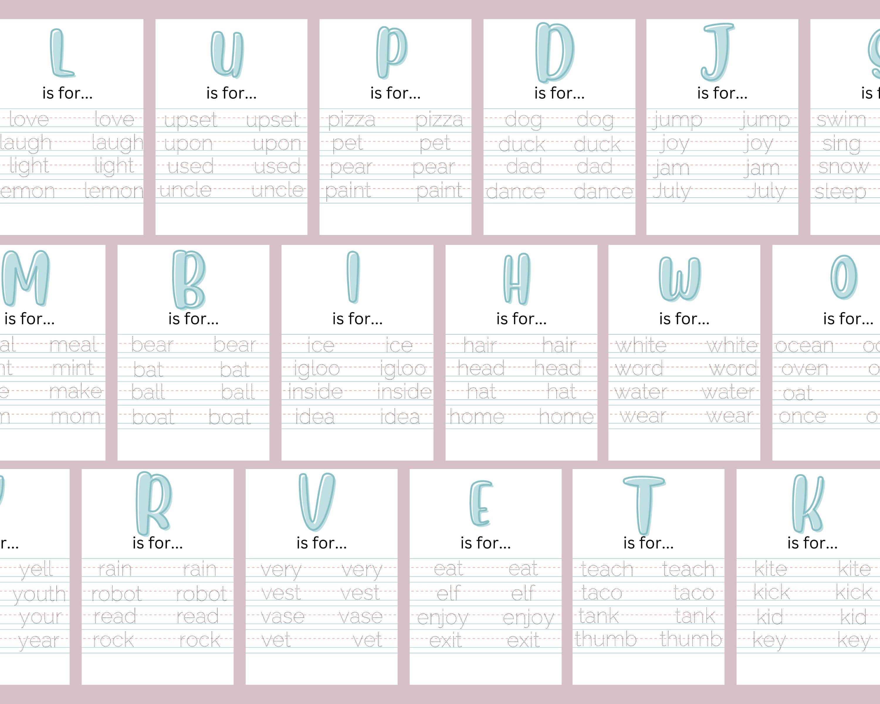 Word Tracing Kids Worksheet Printable - Etsy