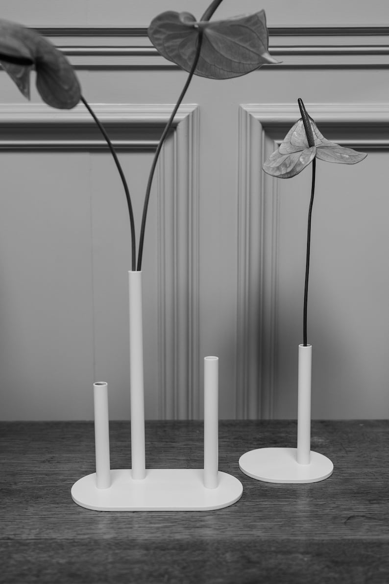 White Modern Stem Vase Steel Vase Tube Vase Wedding Flower Design