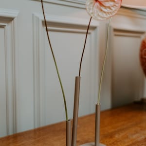 Gold modern Double stem vase steel vase tube vase wedding flower design interior design industrial pipe vase bud vase image 2