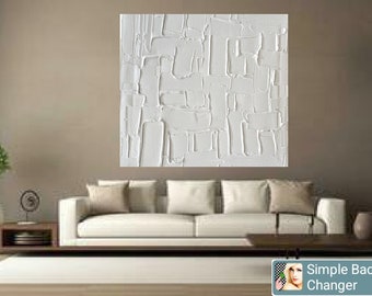 Textured Wall Art Plaster Art White Abstract Wall Art White Texture Art Minimal Wall Art Large Texture Painting 3D Texture