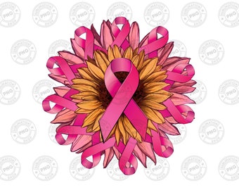 Breast Cancer Awareness Sunflower Png Sublimation Design, Cancer Sunflower Png, Cancer Awareness Png, Cancer Ribbon Png, Instant Download