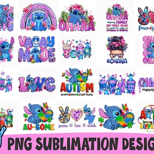 Stitch PNG, Sublimation Design, Ohana png, Cute stitch png, Floral stitch png, love stitch png, stitch sublimation, instant download