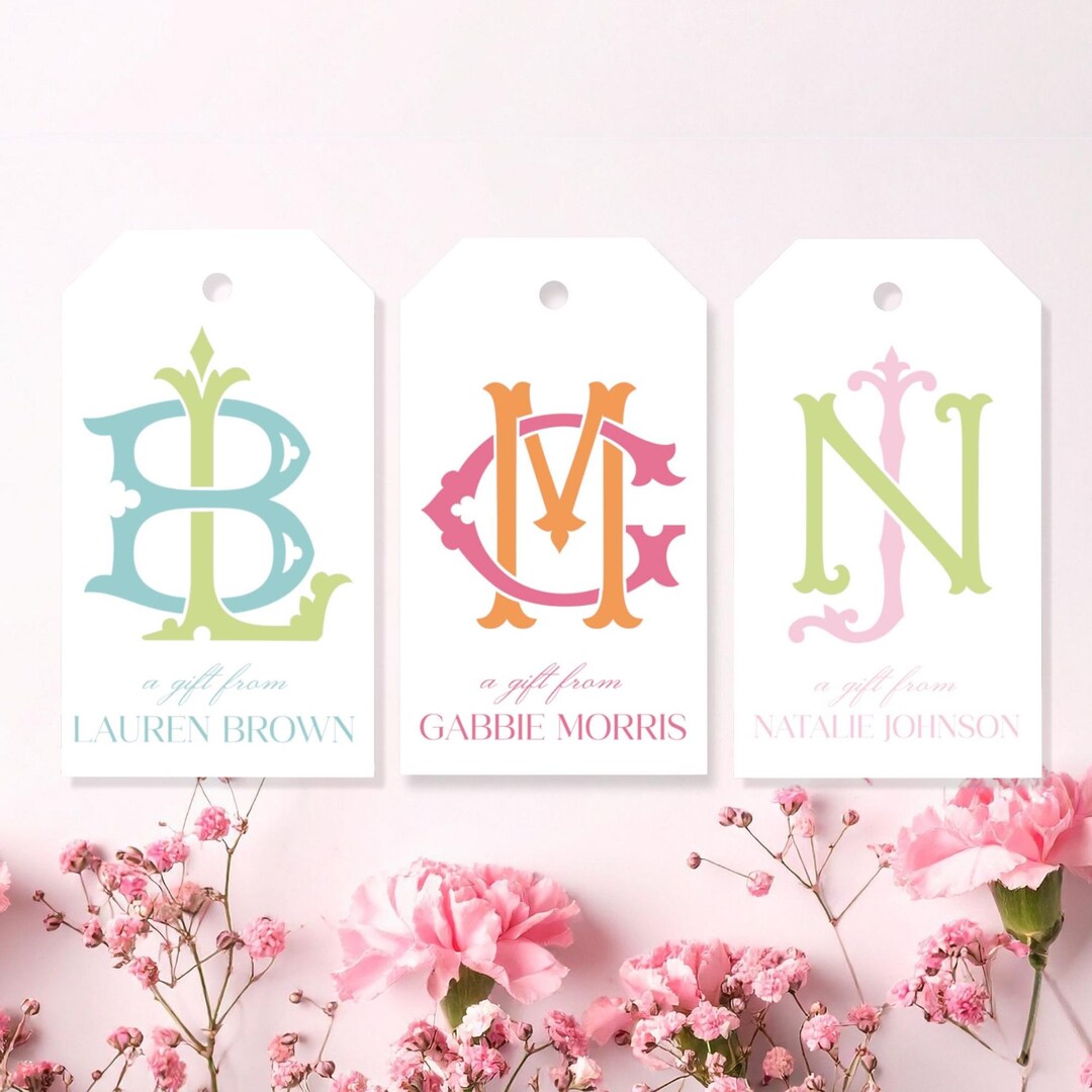 Monogram Tag Double Monogram Gift Tag - Etsy
