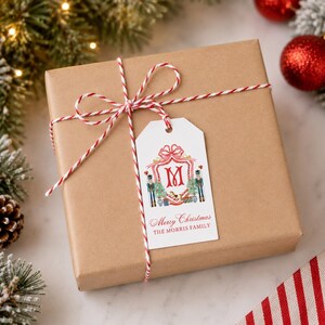 Printable Digital Download Christmas Monogram Nutcracker Gift Tags