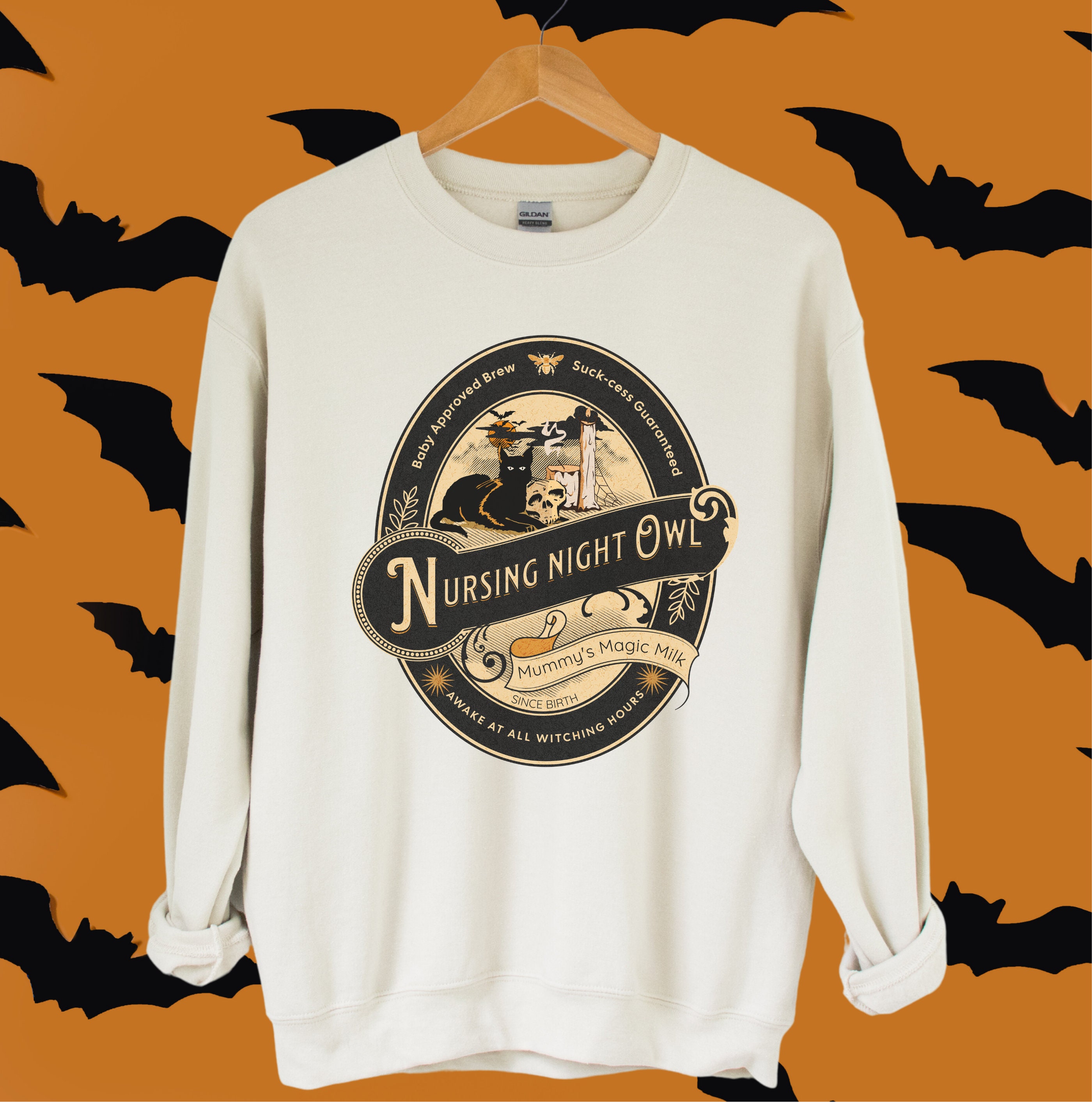 Discover Sweater Nursing Night Owl Halloween Sweatshirt for Nursing Moms Funny Breastfeeding Sweater for Mamas