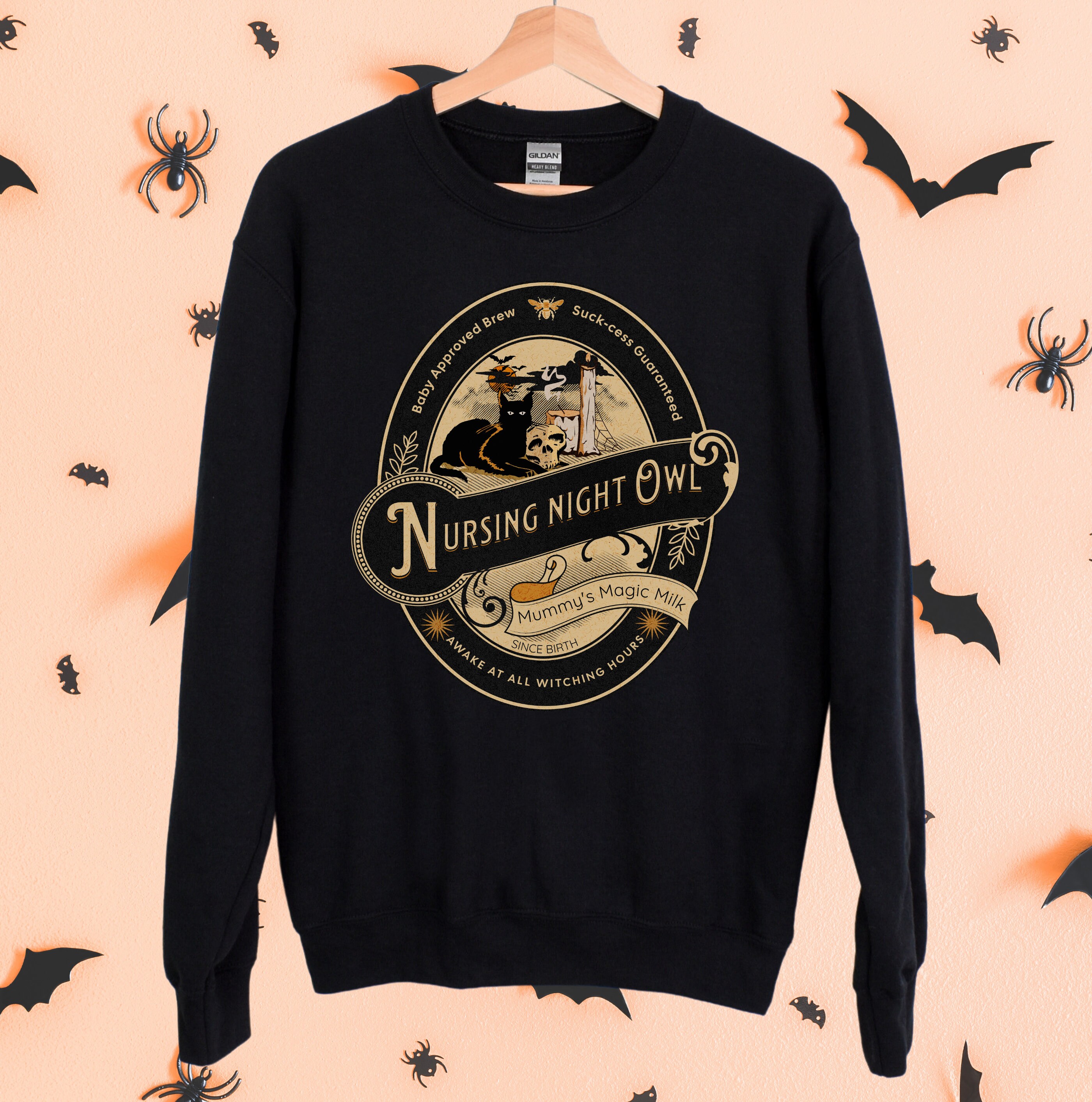 Discover Sweater Nursing Night Owl Halloween Sweatshirt for Nursing Moms Funny Breastfeeding Sweater for Mamas