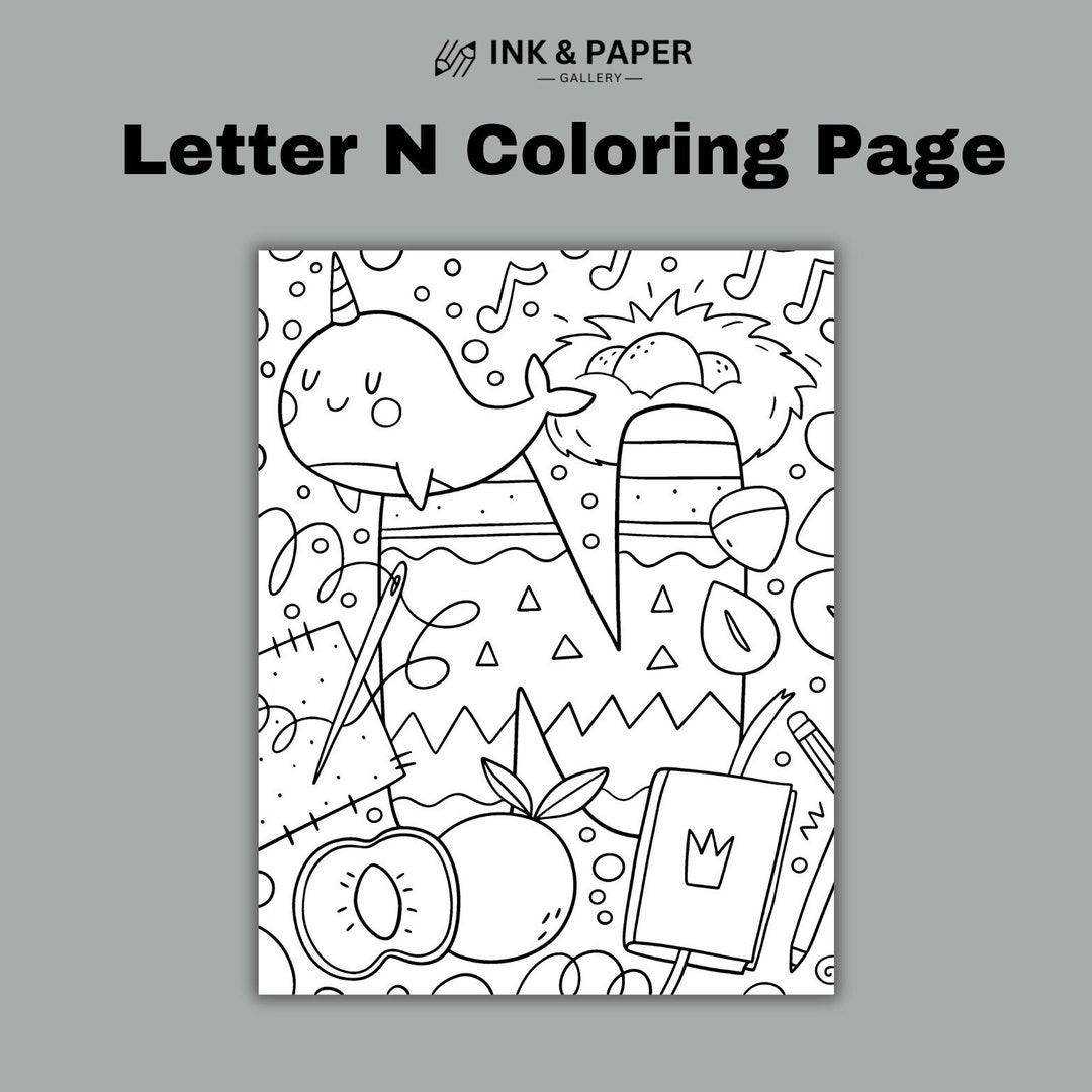 Letter N Kids Fun Doodle Coloring Aplhabet Activity Page - Etsy