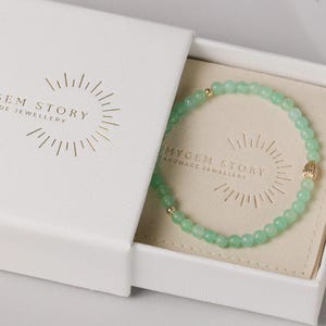 Armband met groene aventurijnkralen: gouden accentgenezingssieraden, edelsteenbemiddelingssieraden kerstsok van 4 mm