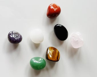 7 cristaux de guérison pour l'énergie positive, kit de démarrage de cristaux pour débutants, pierres de protection et de manifestation, cadeau de soins personnels pour femme