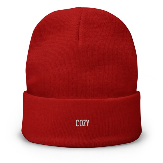 帽子 TIMEWORN CLOTHING COTTON KNIT CAP RED Cozy Embroidered Beanie Breathable Cotton Knitted Hat - Etsy