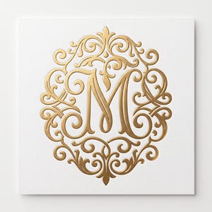 2 elegante M-monogramlogo's, sierlijk initialenwapen, luxe trouwontwerp, digitale download