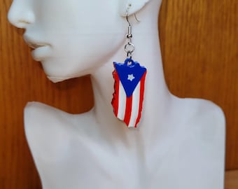 Puerto Rico Map with flag earrings