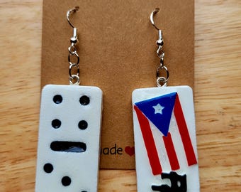 3d Printed Puerto Rico Proud Domino&#39;s earrings