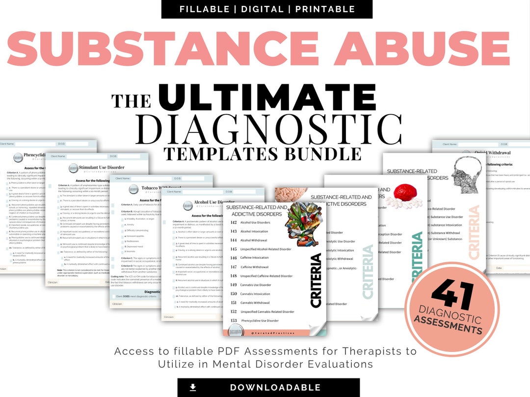 Substance Abuse Disorder Assessments Bundle DSM 5 Tr DSM 5 Tr Pdf Fillable PDFS Addiction