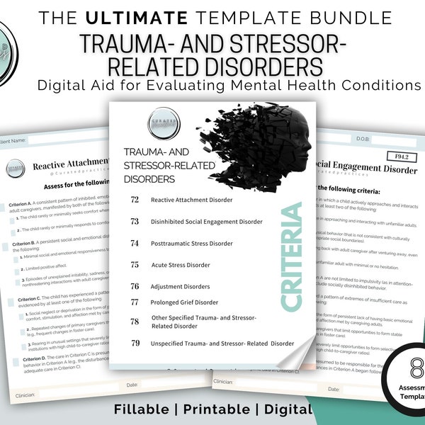Trauma and Stressor Related Disorders | DSM 5 tr | DSM 5 tr pdf | Fillable PDFS | dsm 5 ptsd | Documentation | Psychiatric Evaluation