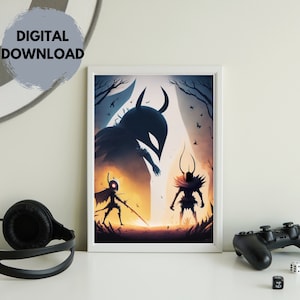 Hollow Knight vs Radiance Custom Art Boss Battle Wall art - Unique and Eye Catching printable Art - Show you like Video Games!