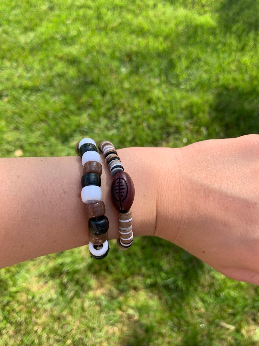 Football Bracelet Set One Football Clay Bead Bracelet With Etsy