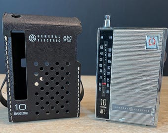 Working General Electric 10-Transistor AM/FM Radio, Vintage Electronic, In Original Protective Case, Collectible
