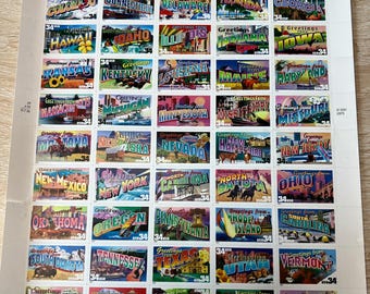 2002 "Greetings From" State Stamps - All 50 States .34 USA, Great Condition, Vintage Collectible Item