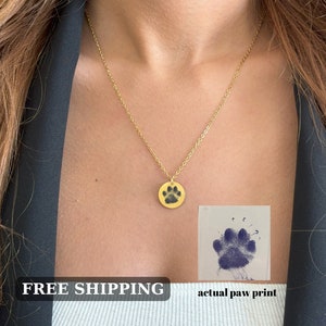 Actual Paw Print Necklace ,Custom Pet Necklace,  Pet Loss Memorial Gift ,Dog Mom Necklace, Pet Jewelry , Rose Gold Necklace