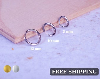 Tiny Hoop Earrings ,8/10/12mm Minimalist Huggie Earrings Gift For Her, Delicate Open Hoop Earrings , Silver Geometric Hoops, Mother's Day