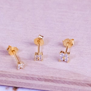 Flower Stud Earrings, 925 Sterling Silver Stud Earrings for Women , Tiny Cz Stud , Handmade Jewelry