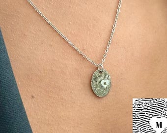 Personalized Fingerprint Necklace: Memorial Jewelry, Stainless steel, 18K Gold Plated, , Hypoallergenic, Waterproof