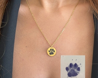 Gepersonaliseerde pootafdrukketting: huisdier gedenkteken, aangepaste hond moeder sieraden