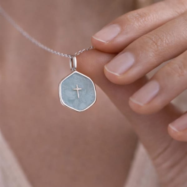 Dainty Tiny Cross Pendant Necklace, Silver, Handmade for Sensitive Skin