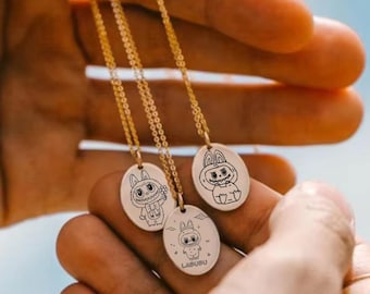 Mystery Necklace, Cute Cartoon Necklace , Handmade Jewelry for Her, Cute Monster Graphic
