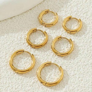 Huggie Hoop Earrings, gift for mom, Minimalist Earring set, Gold Hoop Earrings for Women, Mother's Day Gifts, 8 mm, 10 mm, 12 mm,