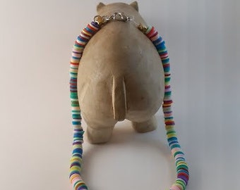Funky Fiesta Clay Bead Choker Collana con perline regolabile fatta a mano