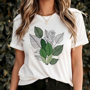 Botanical Leaves, Nature Tee, Plant Lover, Gift for Her, Leaf Clusters, Botanical Casual Wear, Greenery, Vegetation, Gardening T-Shirt, Fern