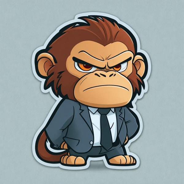 Cartoon Monkey Stickers, Ape Specie, Gorilla Business Sticker, Industry Chimp, laptop sticker, water bottle sticker, journal sticker