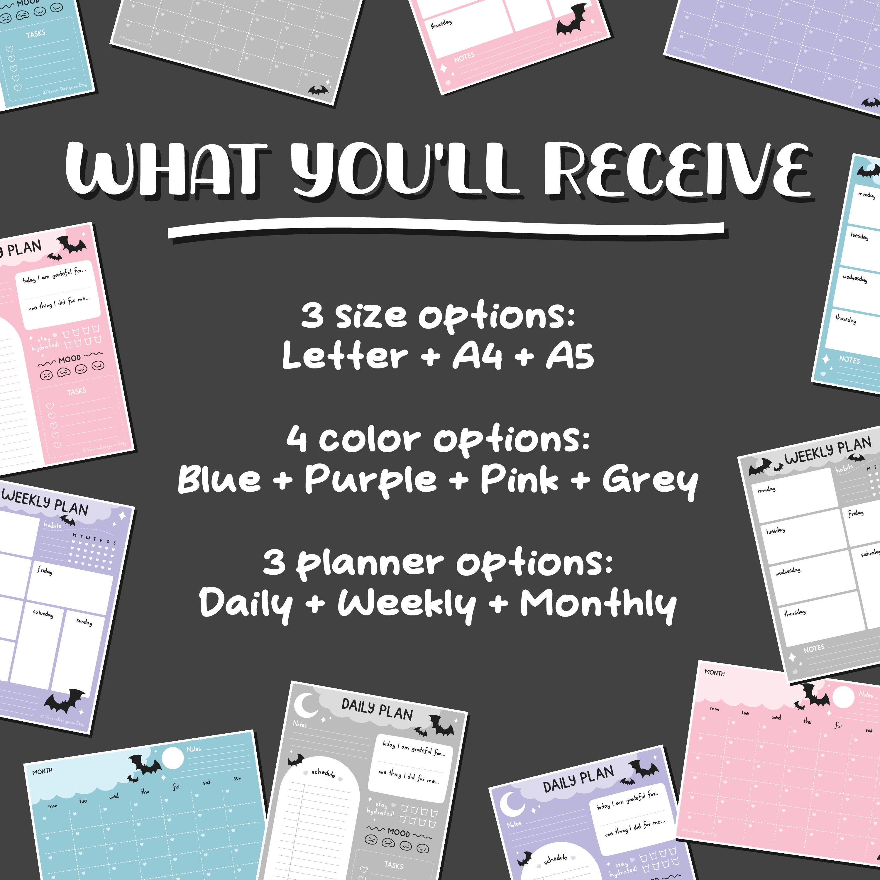 Cute Printable Planner Set | Instant Download | Weekly Planner, Daily ...