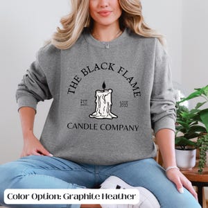 Black Flame Candle Company Sweatshirt, Gift For Her, Halloween Hocus Shirt, Simple Pocus Crewneck, Gothic Halloween Jumper, Women Pullover