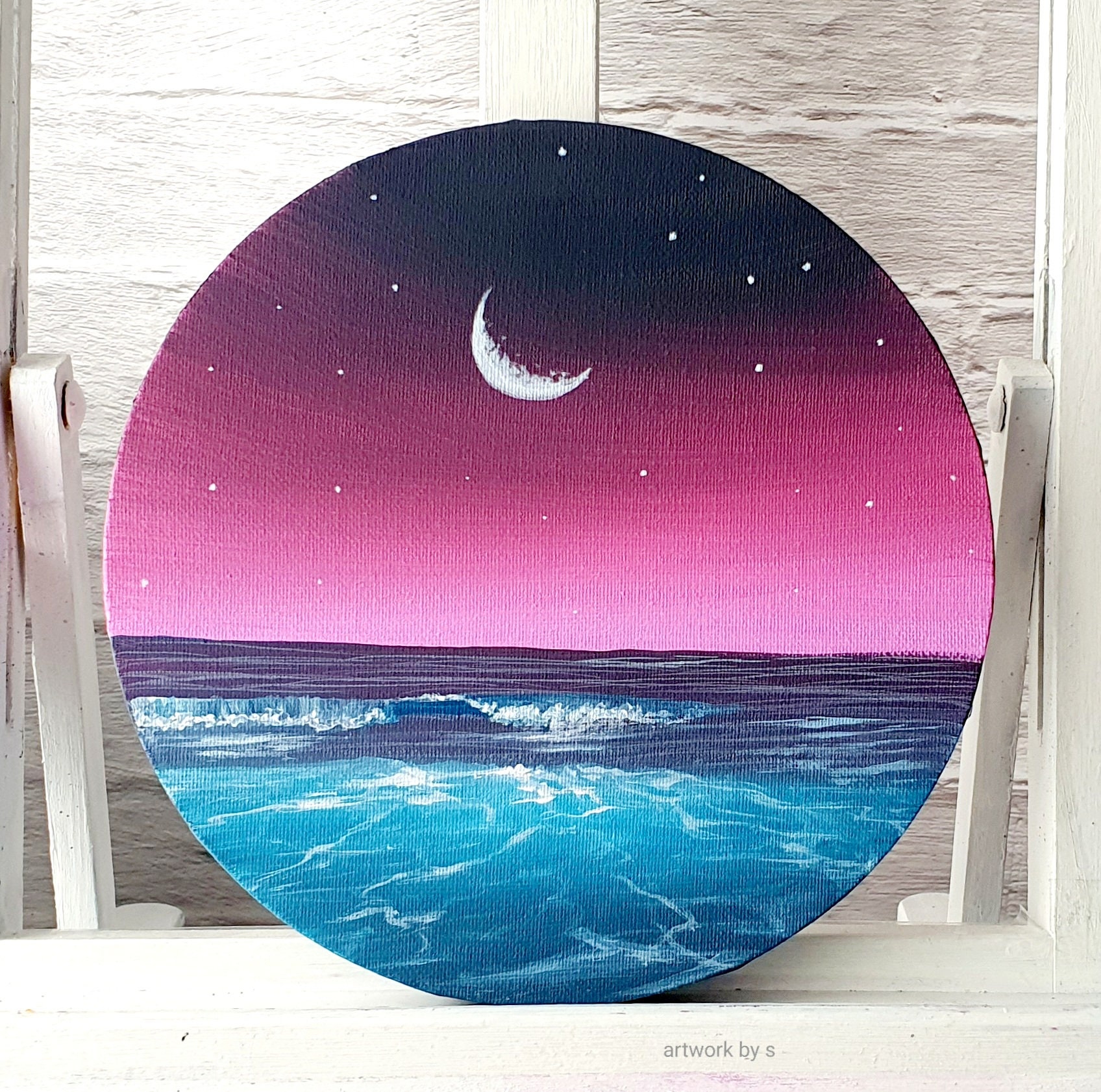 Original Sea Oil Painting, Round Canvas, Blue Sea Painting, Custom  Painting, Oil Painting, Acrylic Painting 