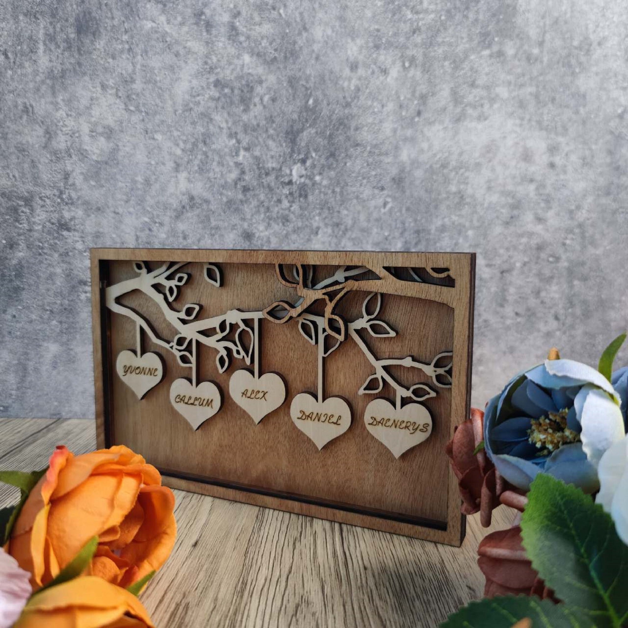Handmade Family Tree Wood Frame / Personalized Family Tree Etsy Singapore