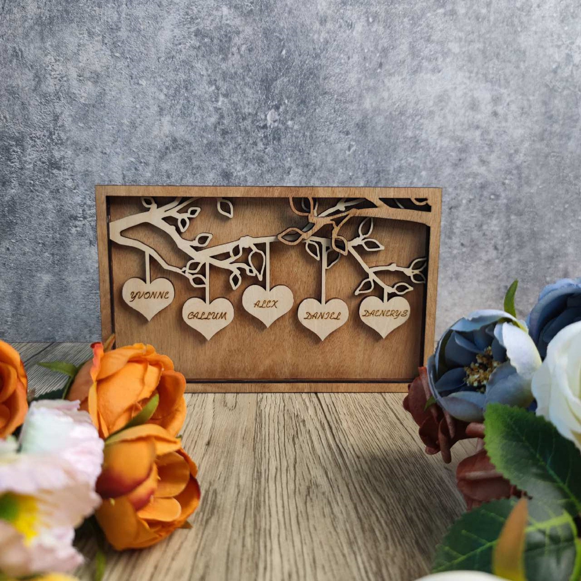 Handmade Family Tree Wood Frame / Personalized Family Tree Etsy Singapore