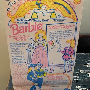 1993 McDonalds Happy Meal Bags: Barbie & Hot Wheels - Set of 4