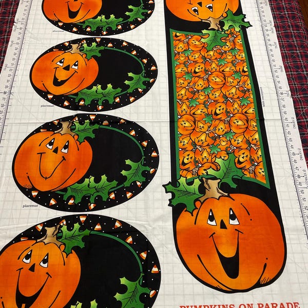 Pumpkins On Parade Fabric Panel – Halloween Placemats & Table Runner (2004)