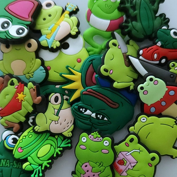 FROGS Croc Charms | Strawberry Milk | Frog with a Knife | Sherif Frog | Mushroom Frog | Guitar Frog | Car Frog | Censored Frog