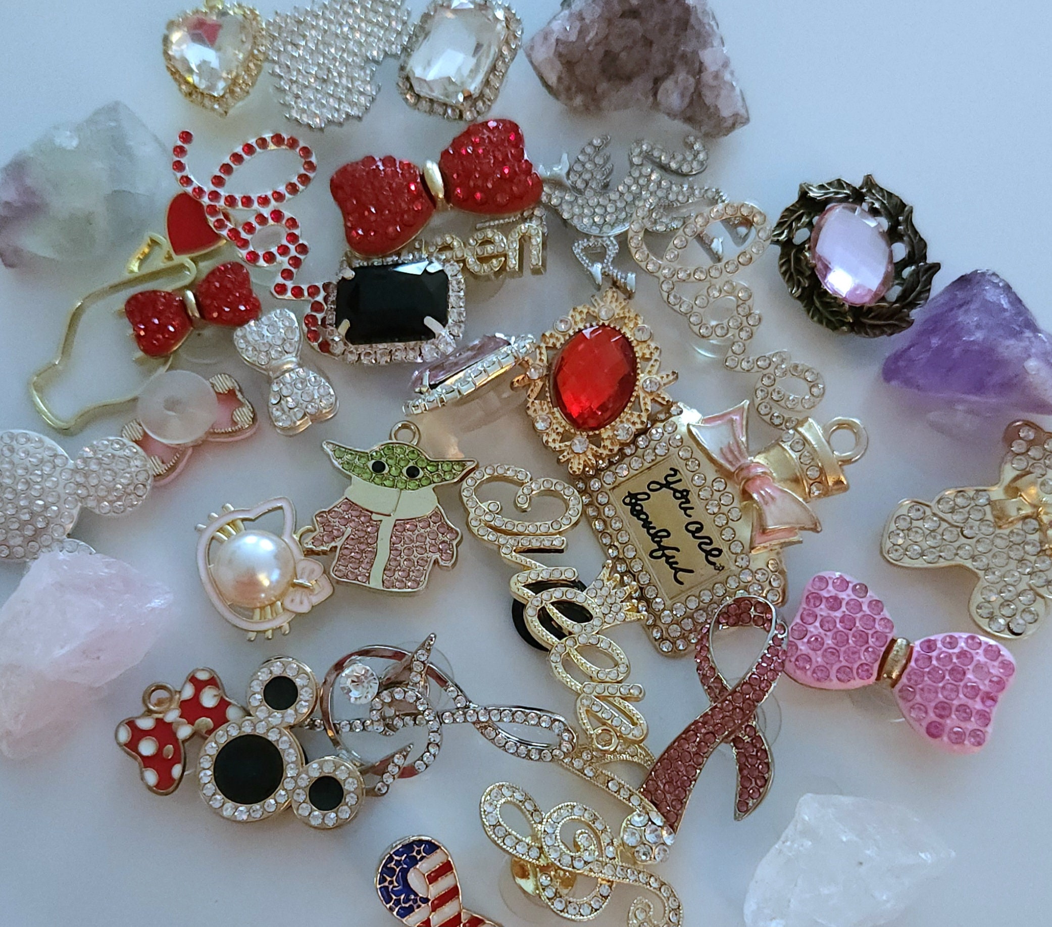 Designer Shoe Charms LV Pink Rhinestone