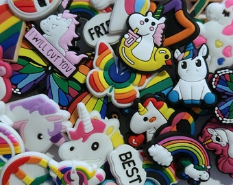 RAINBOWS & UNICORNS Croc Charms | LGBTQ | Butterfly | Best Friends | Sunglasses | Blimp | Music Note | Heart | Peace Sign | Superman