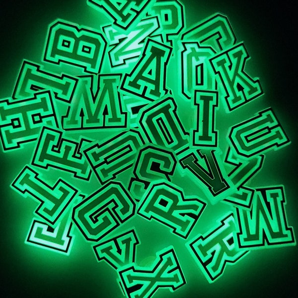 GLOW in The DARK White English Letters & Numbers Croc Charms | Initials | Alphabet | Varsity Font