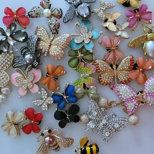 10 Pieces Bling Croc Charms, Luxury Rhinestones Gold Chain Color Bunny ears